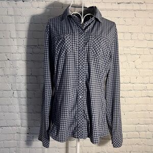 Kuhl Women's Button Up Long Sleeve Blue Plaid Hiking Shirt